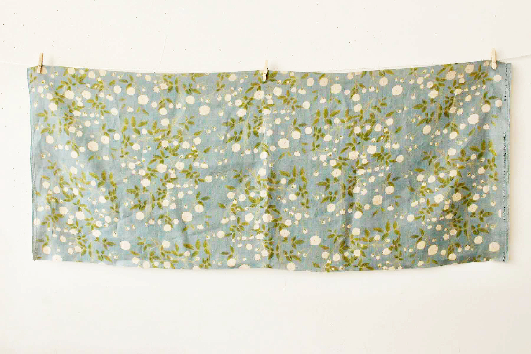 LINNET　リネンプリント　モッコウバラ<br />タ-コイズ